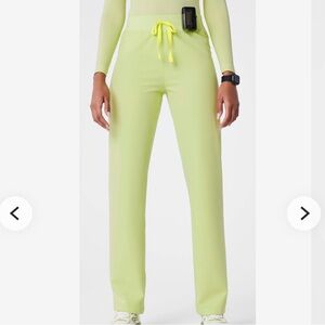 High-Rise Drawstring Straight-Leg Pants in Lime